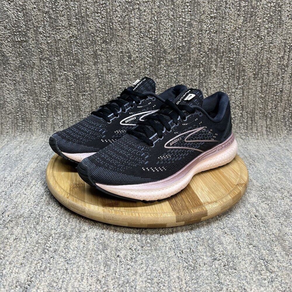 Brooks Glycerin 19 Women Size 7 Black Pink Running Shoes 1203431B074 Low Top EUC